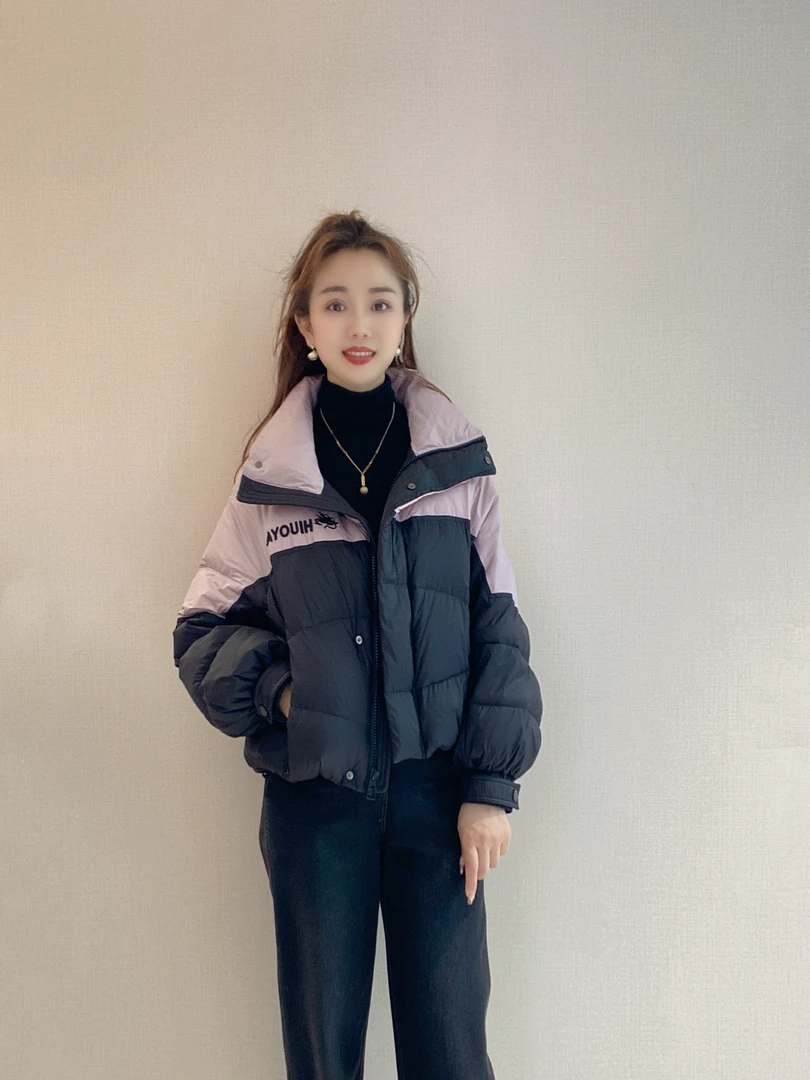 24418858高斯雪岚2024休闲户外拼色短款羽绒服