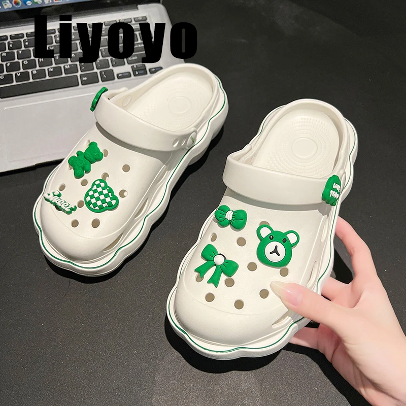 高颜值网红时尚百搭软底夏季防滑学生外穿潮流舒适洞洞鞋防滑厚底