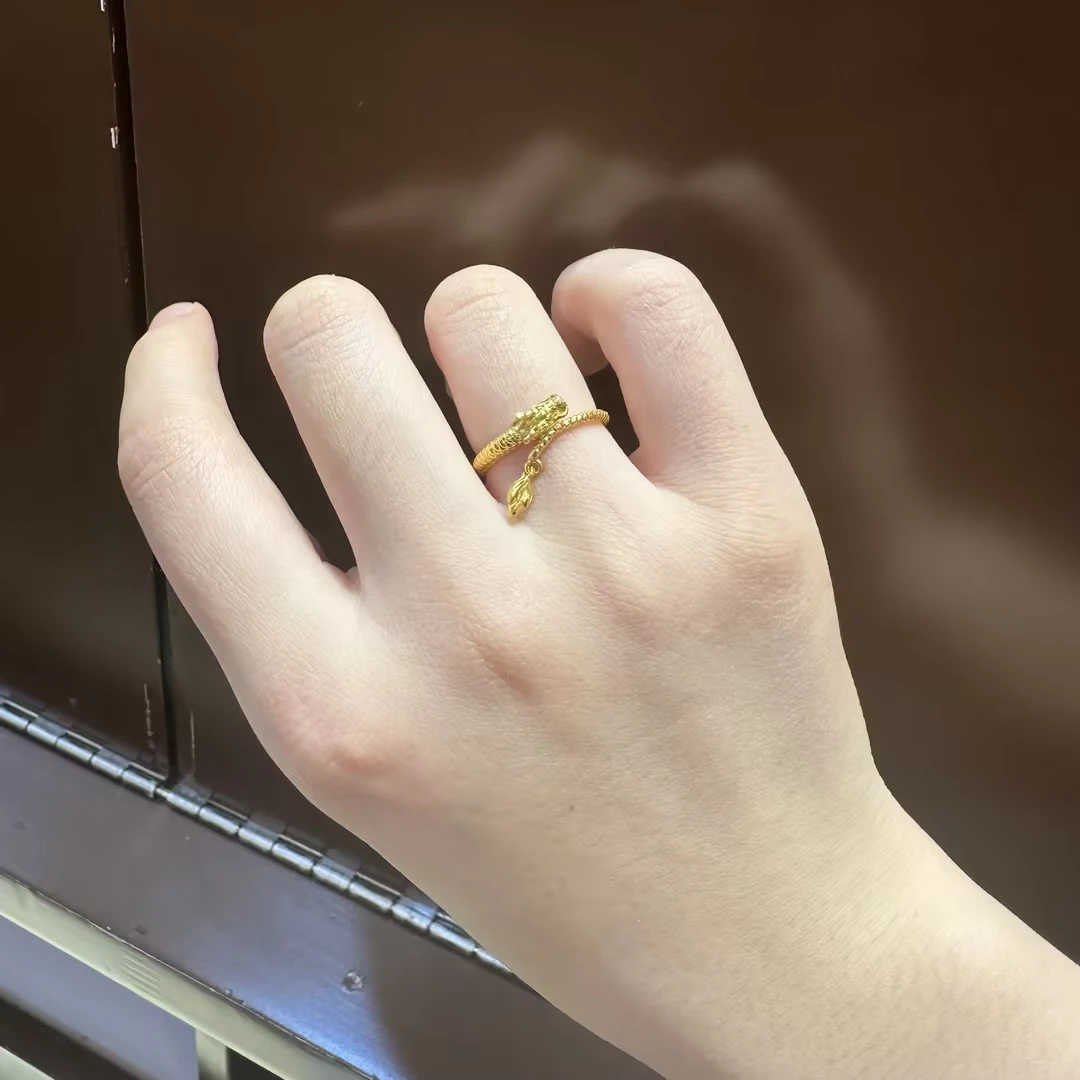 【潮金汇严选】足金999.9神龙摆尾戒指