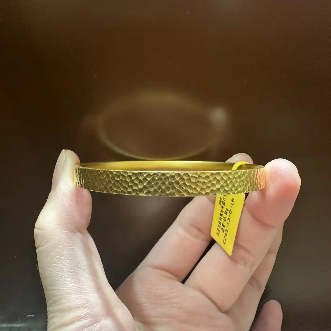 【潮金汇严选】古法足金999.9捶打纹手镯
