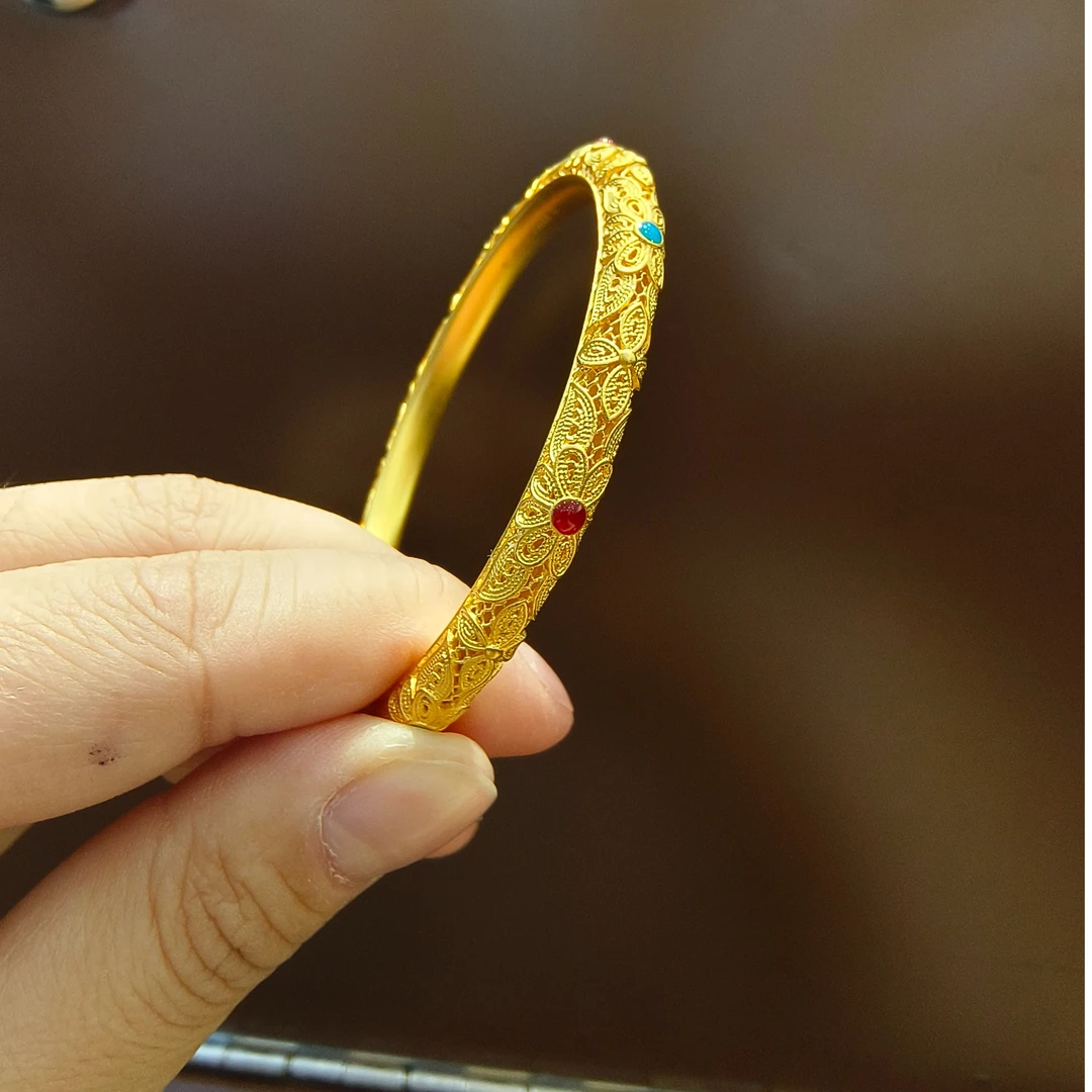 潮金汇严选足金999.9古法小皇后手镯