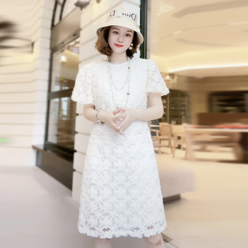 小香风连衣裙女2024新款轻薄气质百搭中长款裙子3521