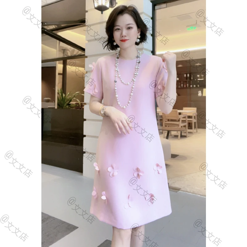 夏季新款淑女减龄洋气时尚手工轻奢女装连衣裙31213