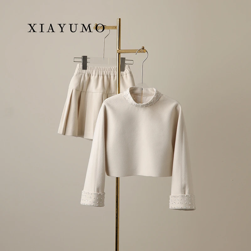 夏羽墨女童秋冬新款咖色小香风两件套气质百搭保暖两件套