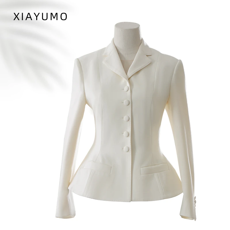 夏羽墨高端定制亲子礼服女童白色西装外套生日钢琴走秀小西服