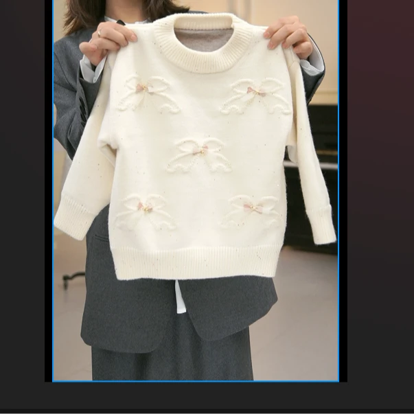 白色蝴蝶结毛衣DR91W浮力儿童新款上新暂用浮力链接外套