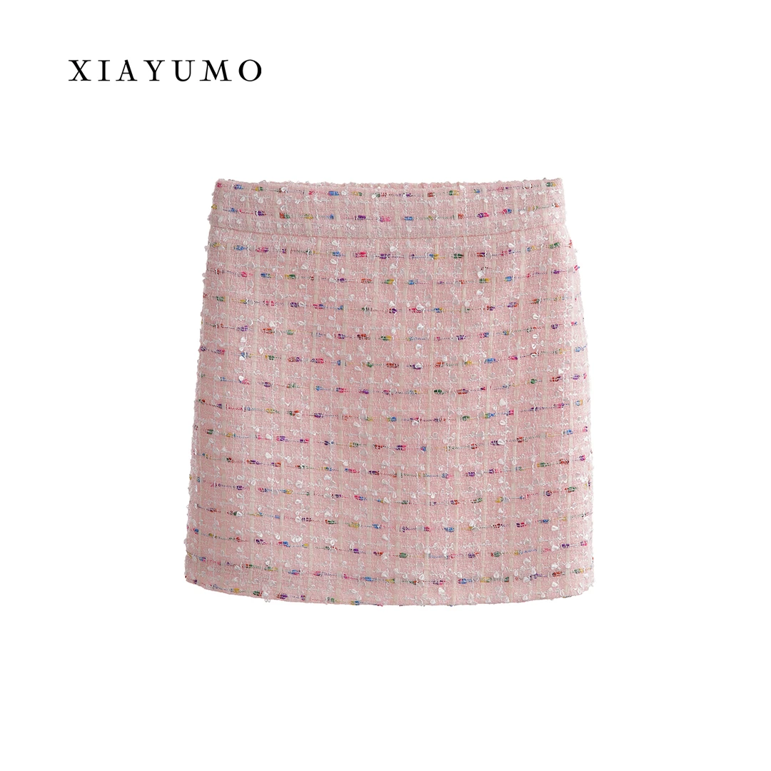 夏羽墨女童夏季新款粉色小香风半裙轻奢气质设计师小众款百搭裙