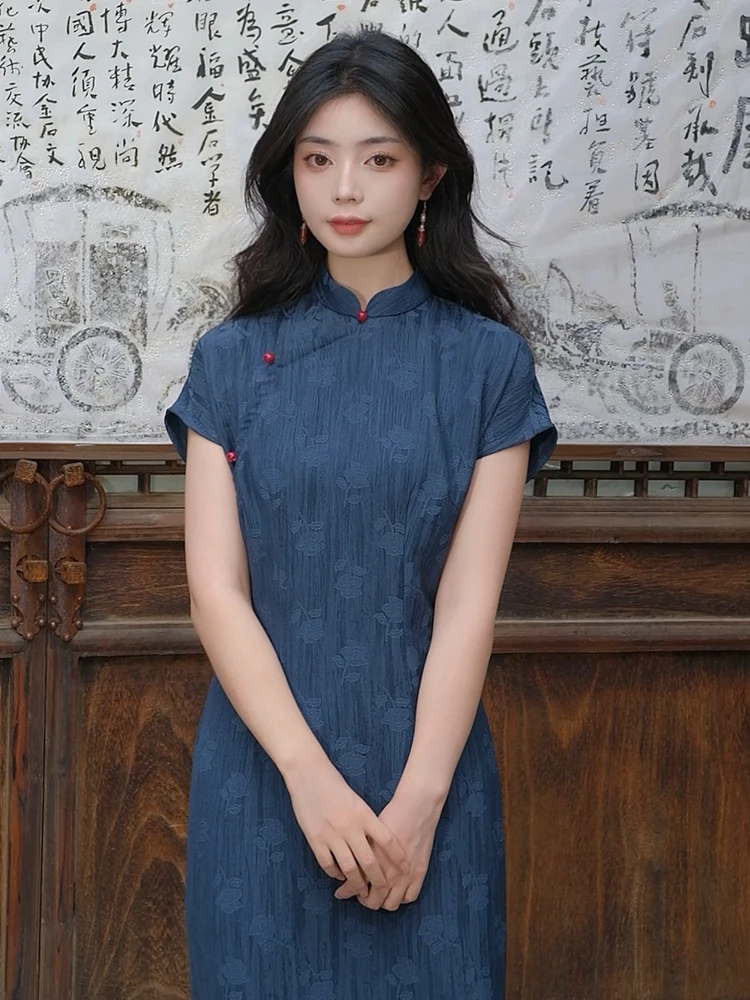 新中式日常气质年轻款旗袍女夏季复古民国风修身细腰纯欲风连衣裙