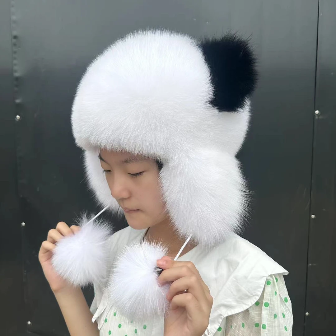 2023新款整皮狐狸毛皮草护耳帽子冬季保暖时尚女款加厚真皮毛帽