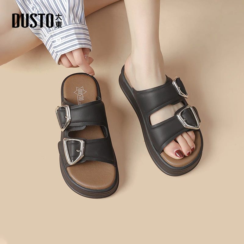 DUSTO/大东沙滩拖鞋女2025夏季新款外穿休闲女鞋爆款软底凉拖0100