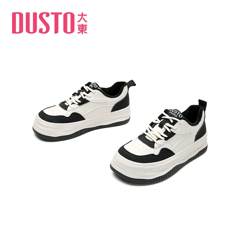 DUSTO/大东时尚板鞋女春季新款休闲风平底小白鞋圆头女鞋C0668