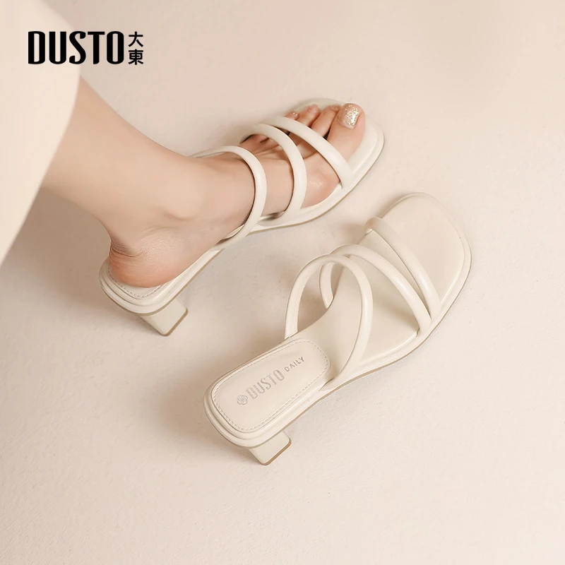大东时装拖鞋女鞋2025秋季新款简约粗跟高跟套脚方头优雅时尚0601