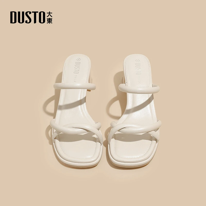 DUSTO/大东时装拖鞋2024夏季新款韩版高跟凉拖鞋法式外穿女鞋0003