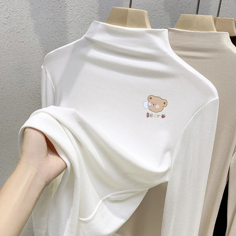 中大儿童长袖徳绒打底衫体恤衫女童高领上衣宝宝绒衫春秋新款t恤