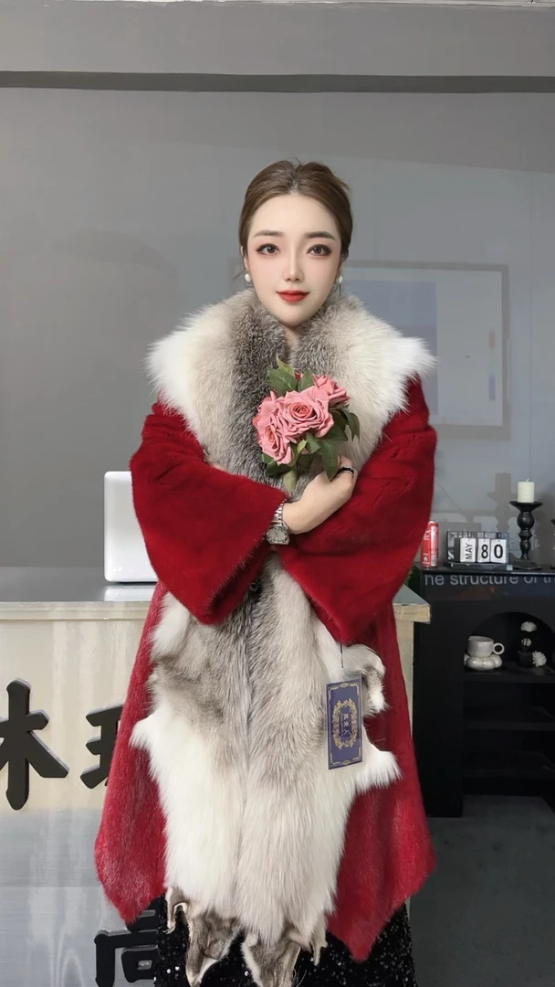 2025年貂皮琳琳走秀高定女士高奢气质真毛外套