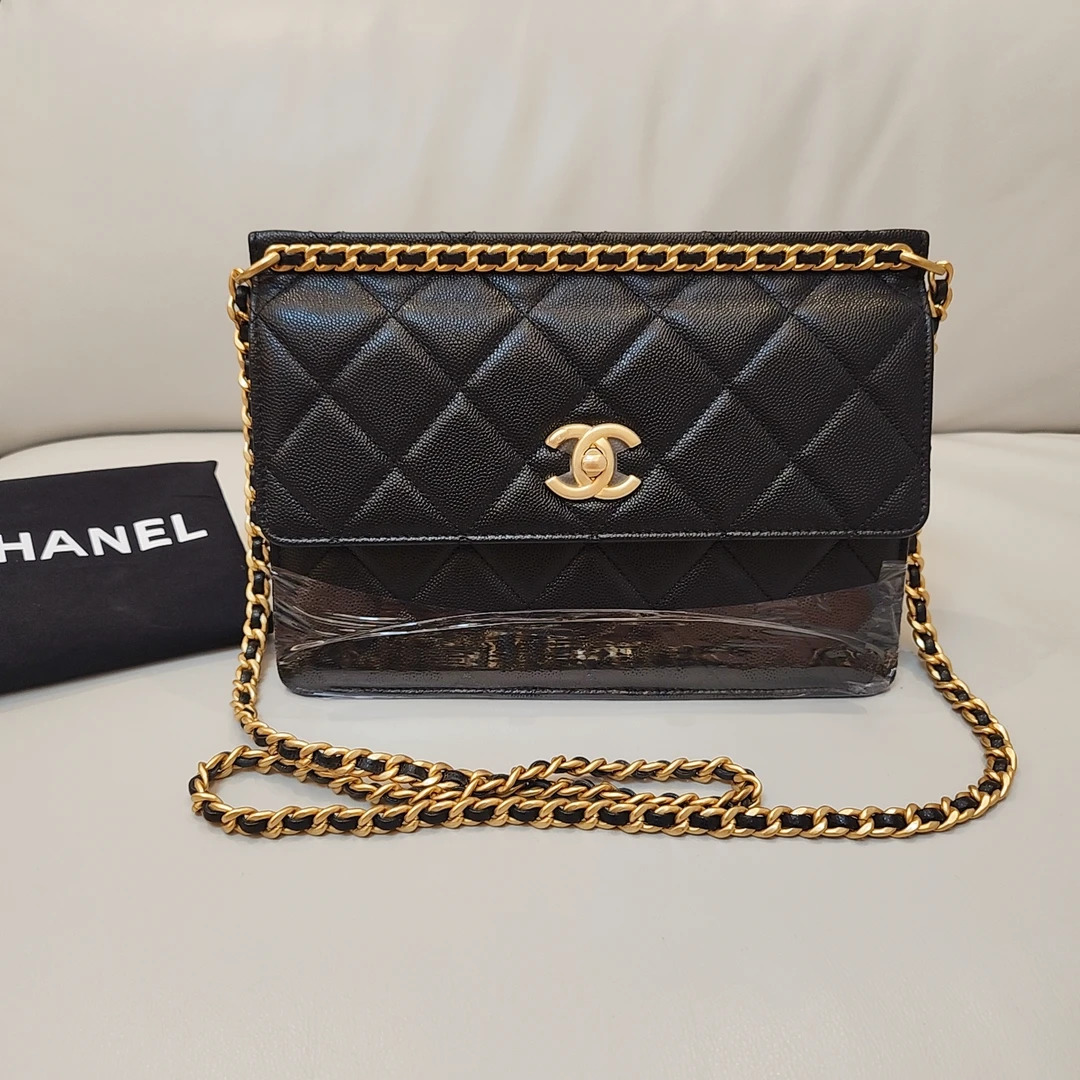 全新未使用 Chanel/香奈儿 23A 手工坊系列 黑金荔枝皮工价四万中
