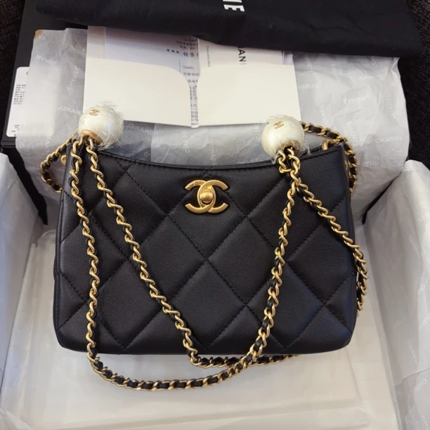 99新 Chanel/香奈儿 Chanel24s 双珍珠hobo 大全套票盒齐