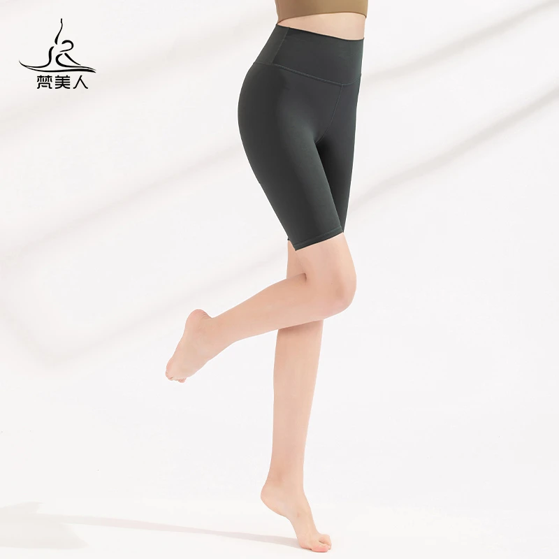 梵美人瑜伽裤五分夏季薄款打底短裤束腰速干防走光瑜伽短裤FK721