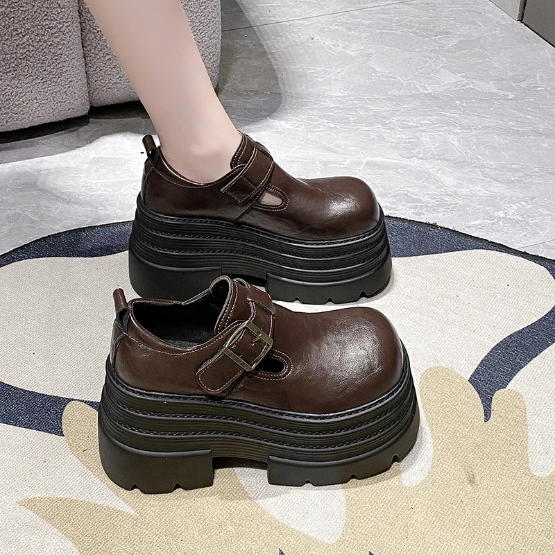 小个子内增高10cm乐福鞋女2025新款松糕厚底单鞋英伦风时尚小皮鞋
