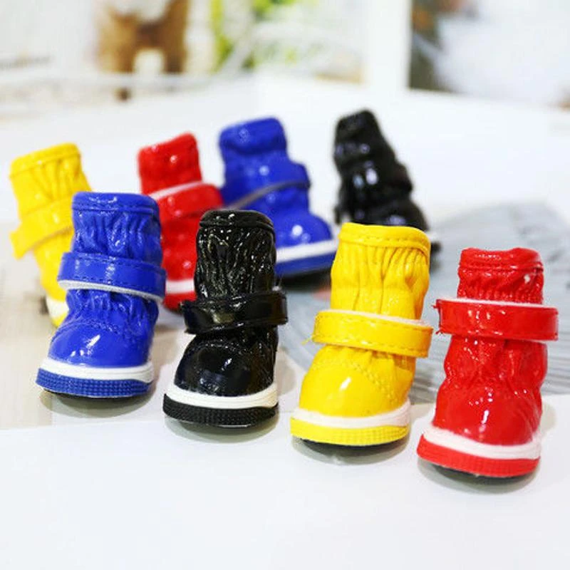 小型犬狗狗鞋子泰迪宠物秋冬羊羔绒保暖防滑软底雪地靴子一套四只