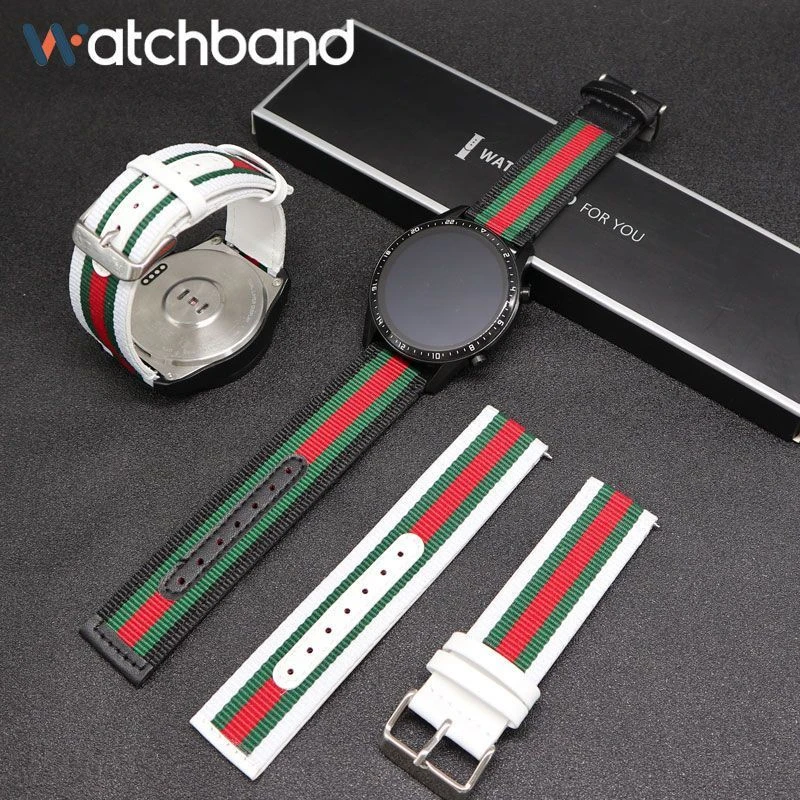 适用华为gt2表带gt3watch3帆布真皮Pronew手表22mm腕带编织尼龙