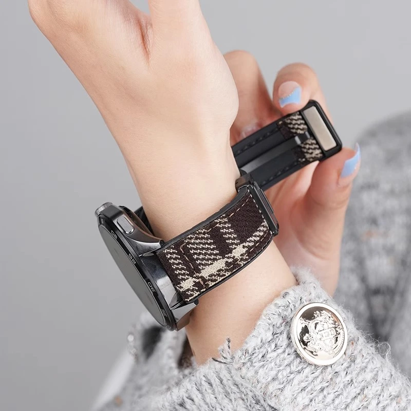 适用小米WatchS4/S3手表S2/1pro毛呢表带智能磁吸运动秋冬女腕带