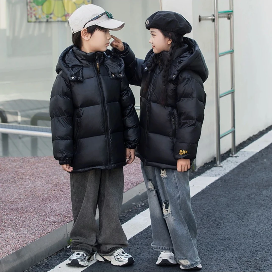 黑金升级款儿童鹅绒服男童女童中大童一件过冬连帽洋气时尚