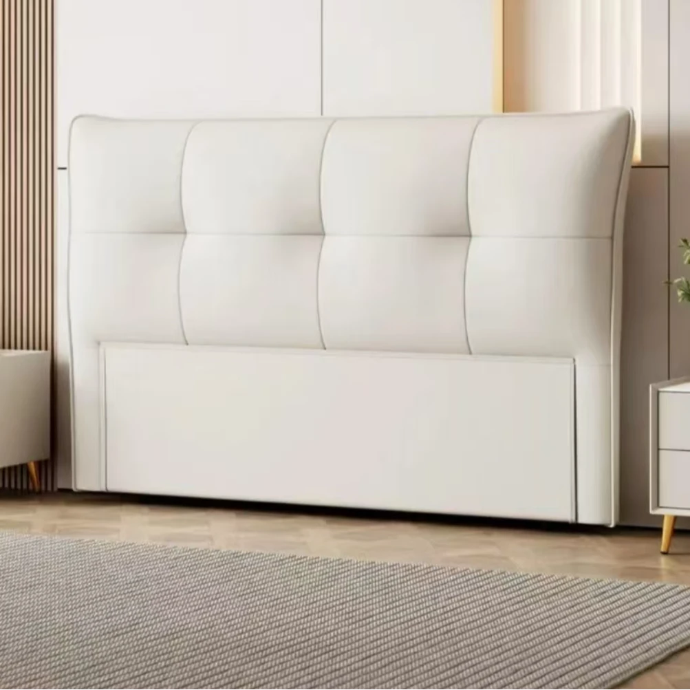 2024新款床头软包靠背板一体落地轻奢奶油风北欧北欧经济型皮艺