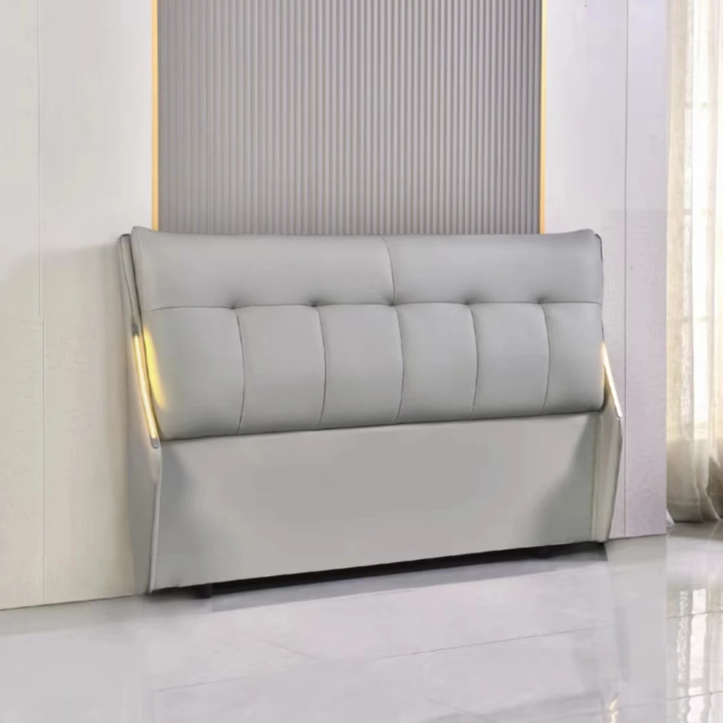 2024带灯床头时尚大气主卧高级感软包床头轻奢简约北欧靠背板