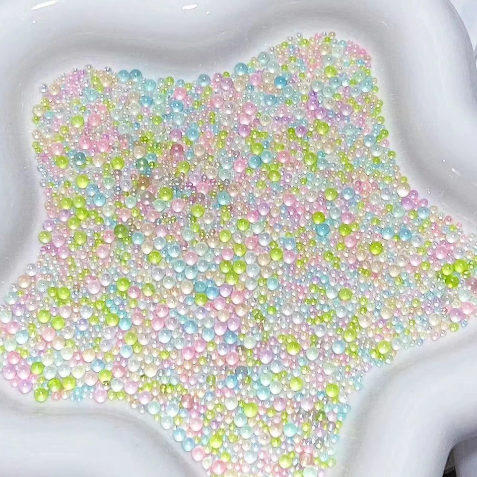 美甲泡泡珠 人鱼幻彩玻璃珠珠 整圆小号泡泡珠人鱼珠 美甲饰品