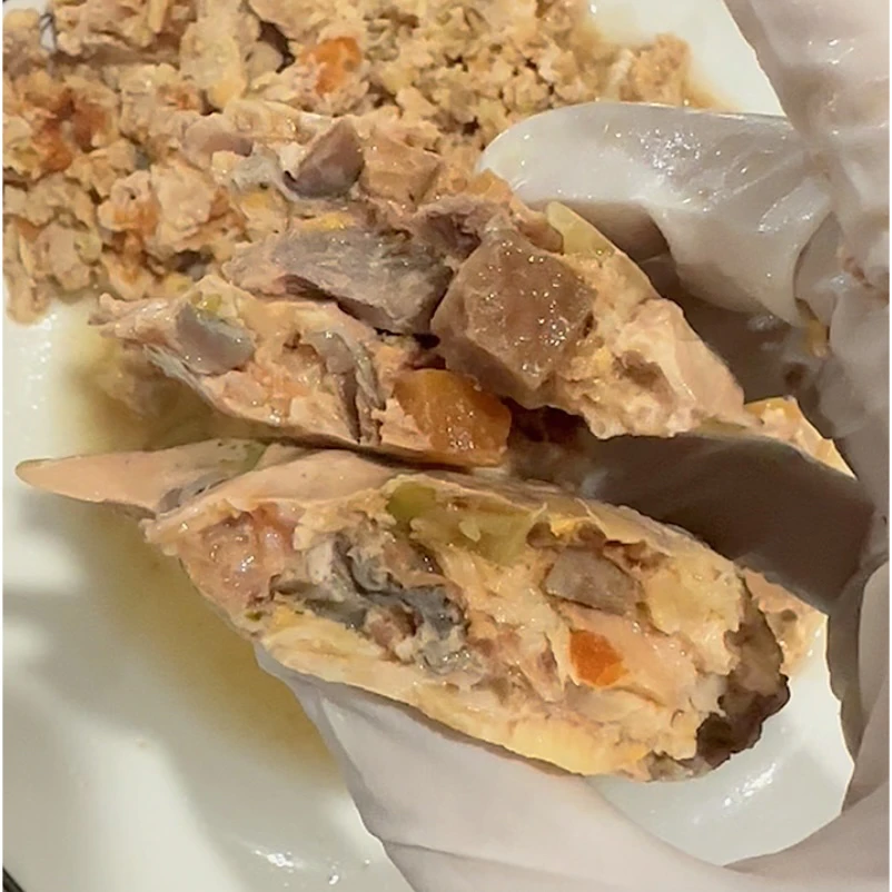 鸡肉三文鱼碎蔬菜汤包无添加宠物零食