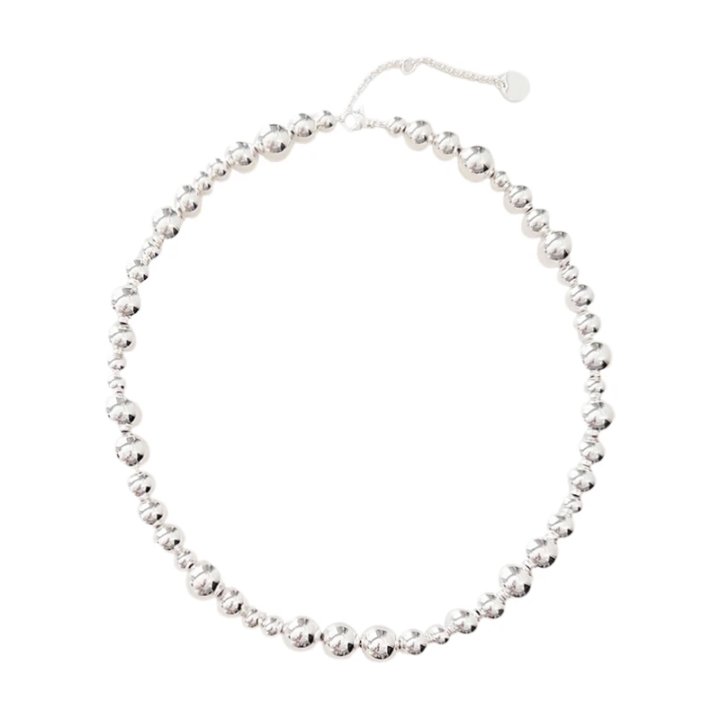 铜合金项链 Lie设计师款大小银球ins串珠项链简约锁骨链小众颈链