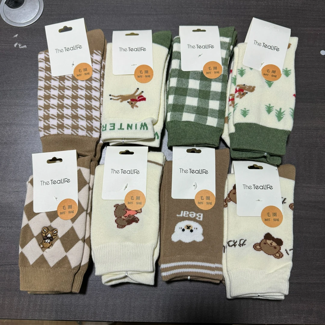 978 秋冬毛圈中筒百搭保暖中筒袜 可爱加厚女中筒