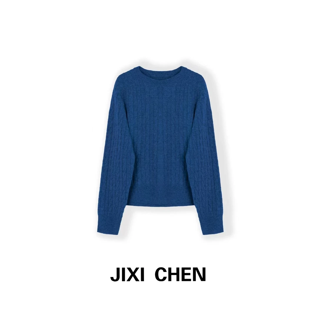 【JIXI CHEN】设计师款圆领绞花毛衣MC-24217