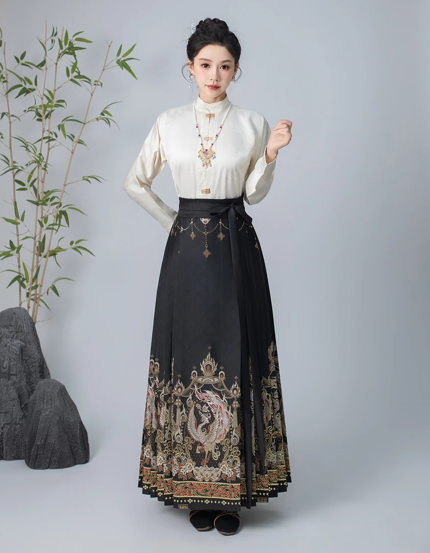 媚海棠【朱雀】-重工仿妆花织金马面裙国风明制汉服女复古日常