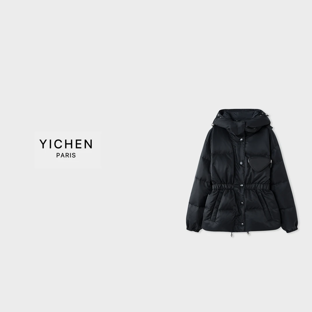 YC 热力感连帽立体三角口袋中长款式羽绒服-4003