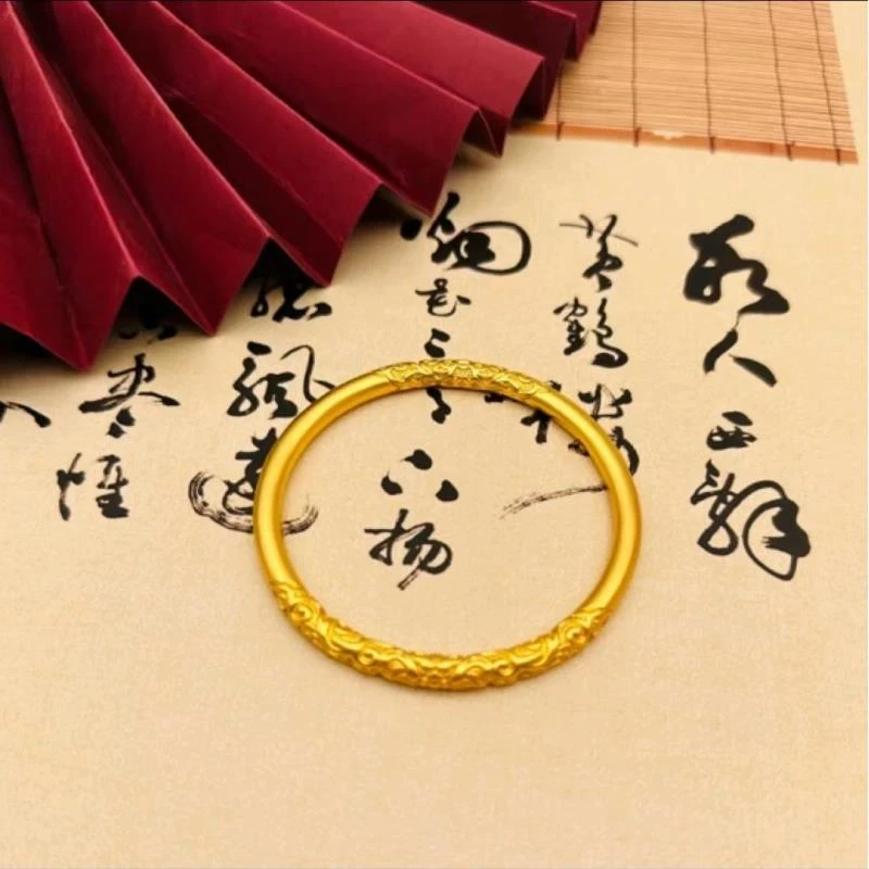 合金手镯 爆款卷草纹手镯  婚嫁礼物金色手镯