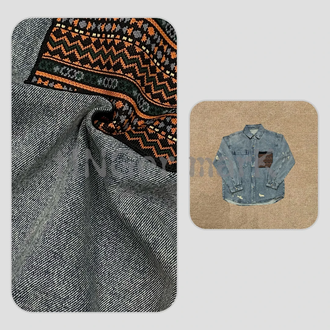 fINGer marK 集合店 小众设计师男女同款复古牛仔衬衫87505