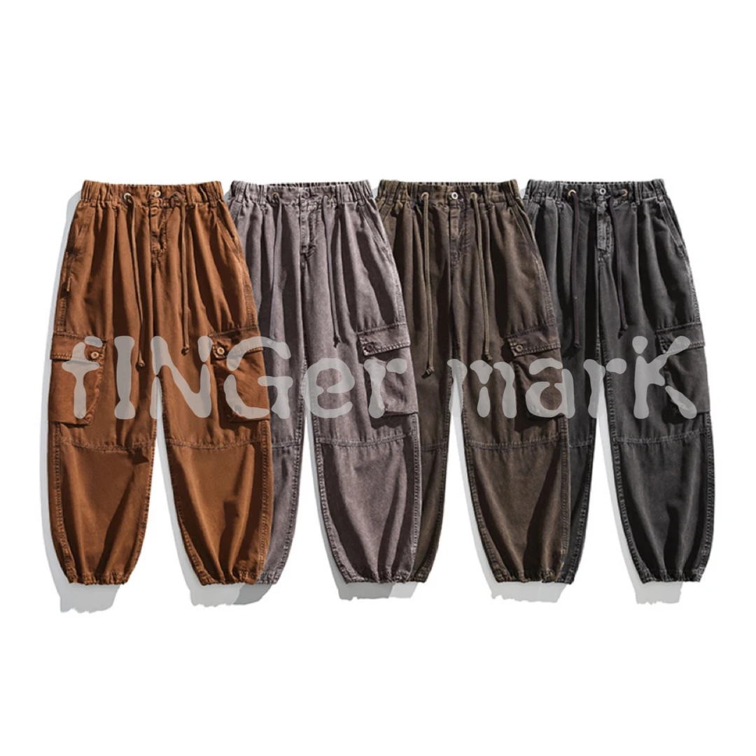 fINGer marK 集閤店 重磅炒染长裤松紧腰抽绳百搭廓形休闲裤1331