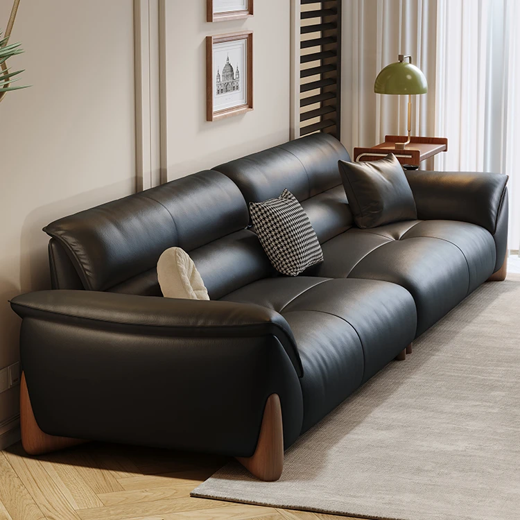 CARZZI/卡尔适太空舱皮沙发意式轻奢家用黑色简约直排现代客厅