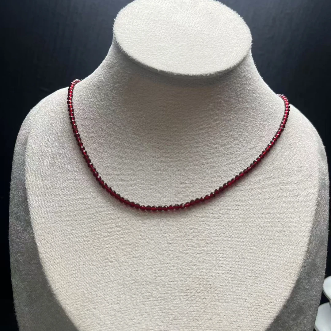 时尚美货 鸽血色3mm刻面成品项链