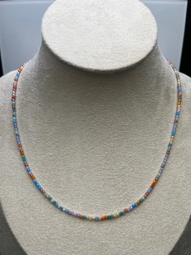 美货 特彩七彩钻切2m刻面项链