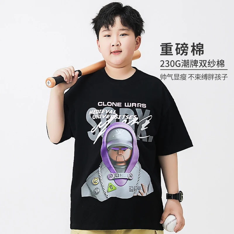 X23560 短袖大童胖童装大码男童加肥加大青少年夏季体恤上衣