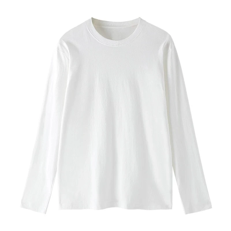 【MY LIFE】        圆领磨毛薄绒打底开叉白T恤            12MY34