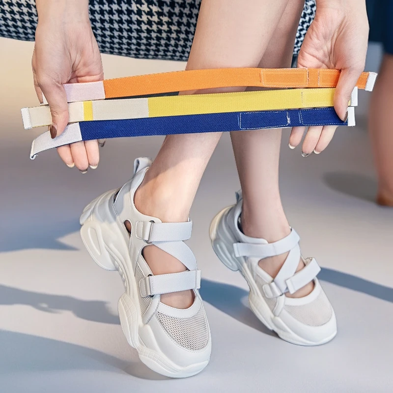 厚底夏季百搭新款舒服软底老爹松糕休闲高端镂空爆款运动风凉鞋女