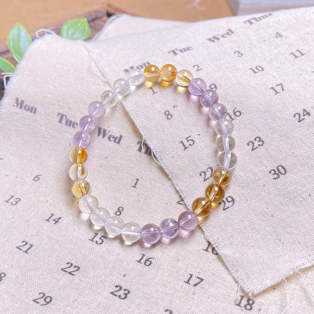 【精品】高品三彩水晶手串6mm+女款时尚-多样性发其一-SC101