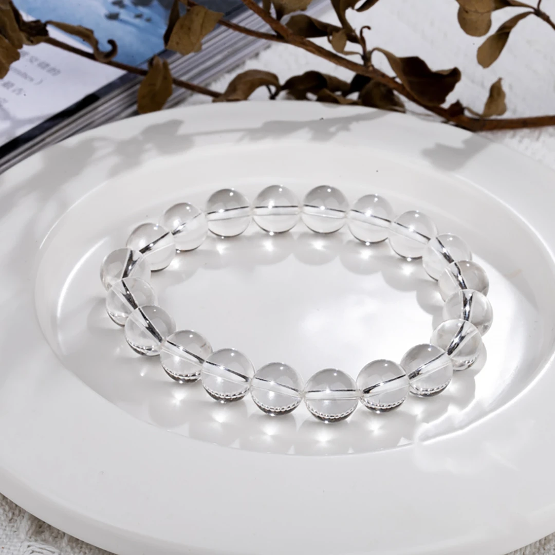 【高品质】天然白水晶单圈手串（包邮带证书）BS108