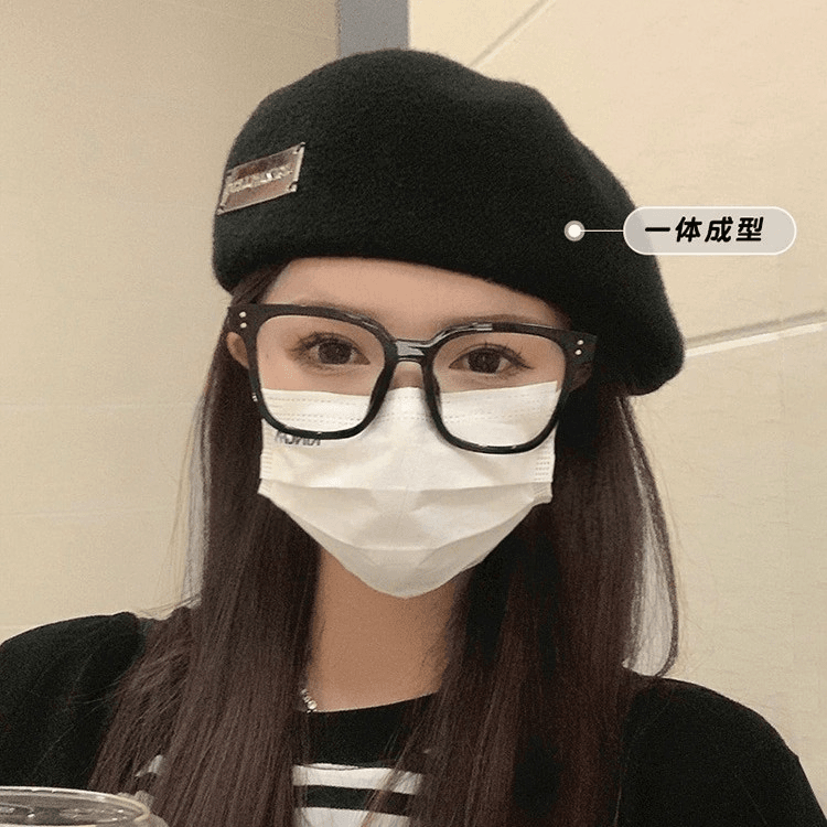 贝雷帽女反戴秋冬大头时尚百搭显脸小复古画家帽子气质潮黑英伦风