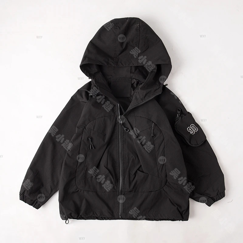 吴小越w586男童外套薄款冲锋衣2025秋新款连帽工装风衣中大儿童帅