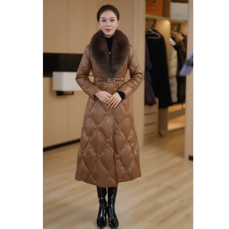【暮色清迈】冬季新款 狐狸毛领气质显瘦轻奢中长款羽绒服